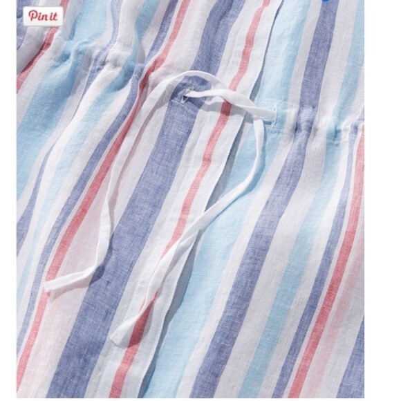 L.L. Bean Women's Premium Washable Linen Drawstring Tunic, Stripe Size Medium - Picture 14 of 14